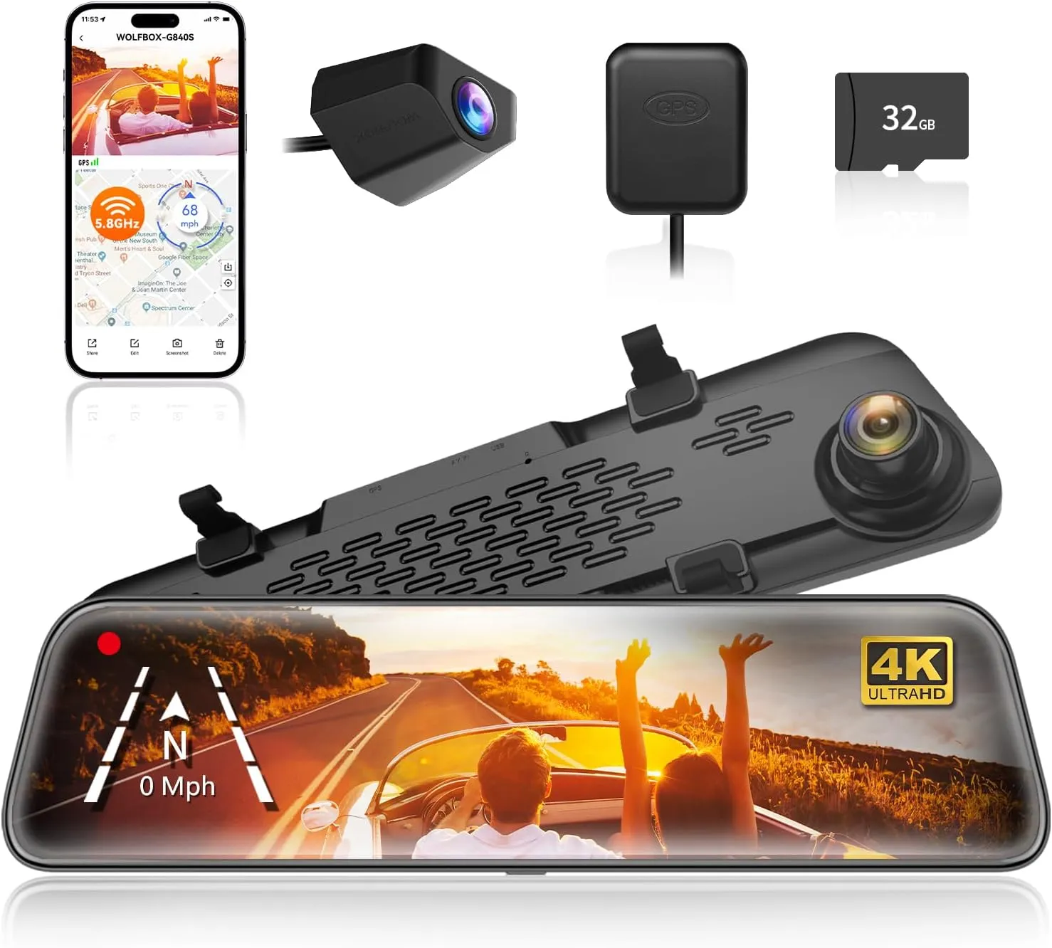 WOLFBOX G840S 4k Car Spy Hidden Camera